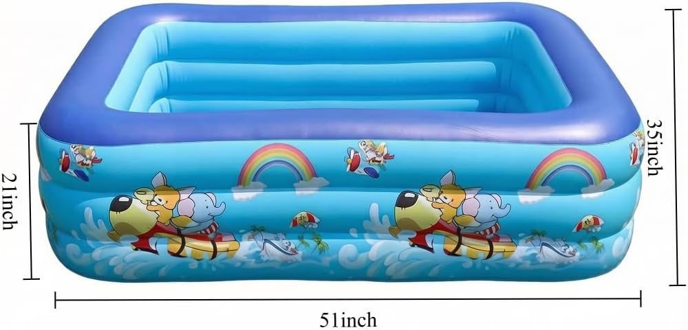 Inflatable Pool with Bubble Base, 51 inches x 35 inches x 21 inches