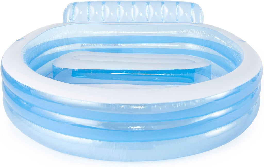 INTEX Swim Center Inflatable Family Lounge Pool: Built-In Bench – Cup Holder – 156 Gallon Capacity – 90 x 86 x 31 – Blue