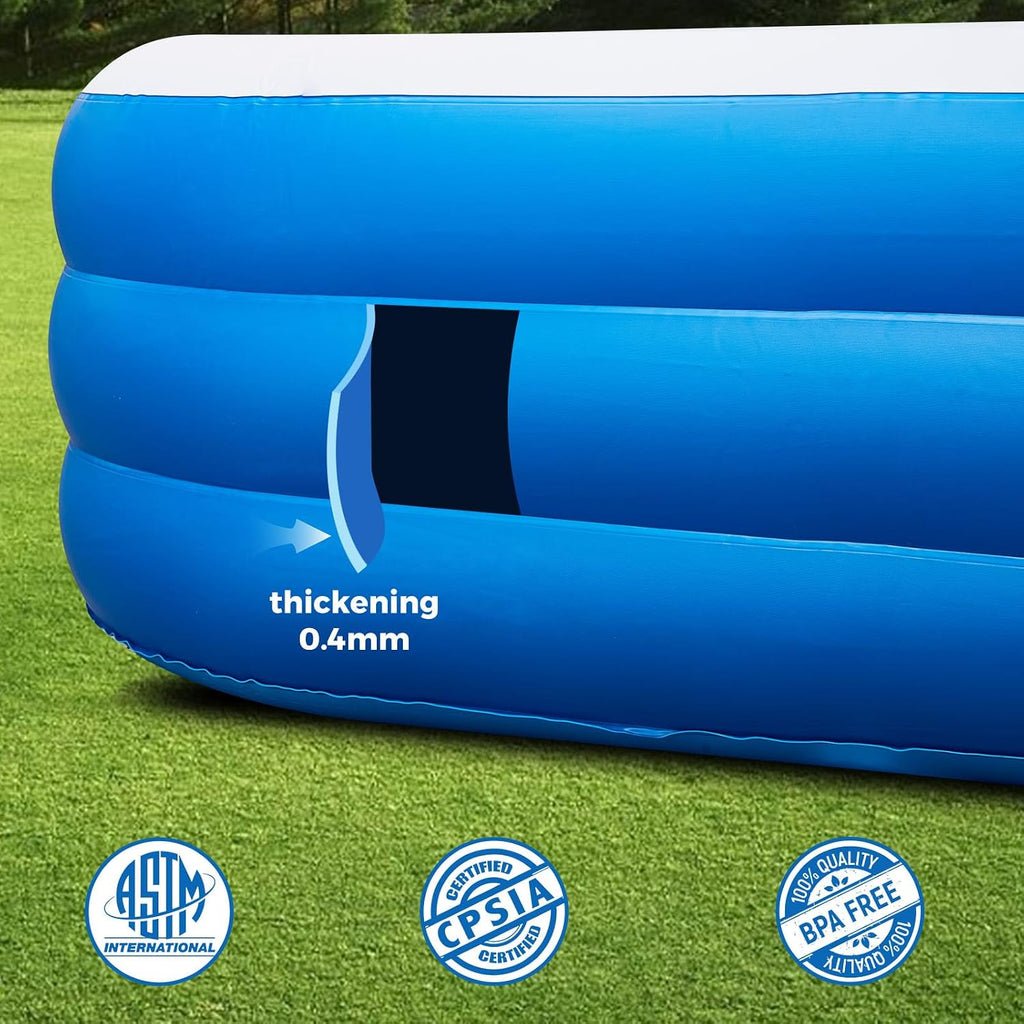 Inflatable Swimming Pool with Pool Lights, 130 x 72 x 22