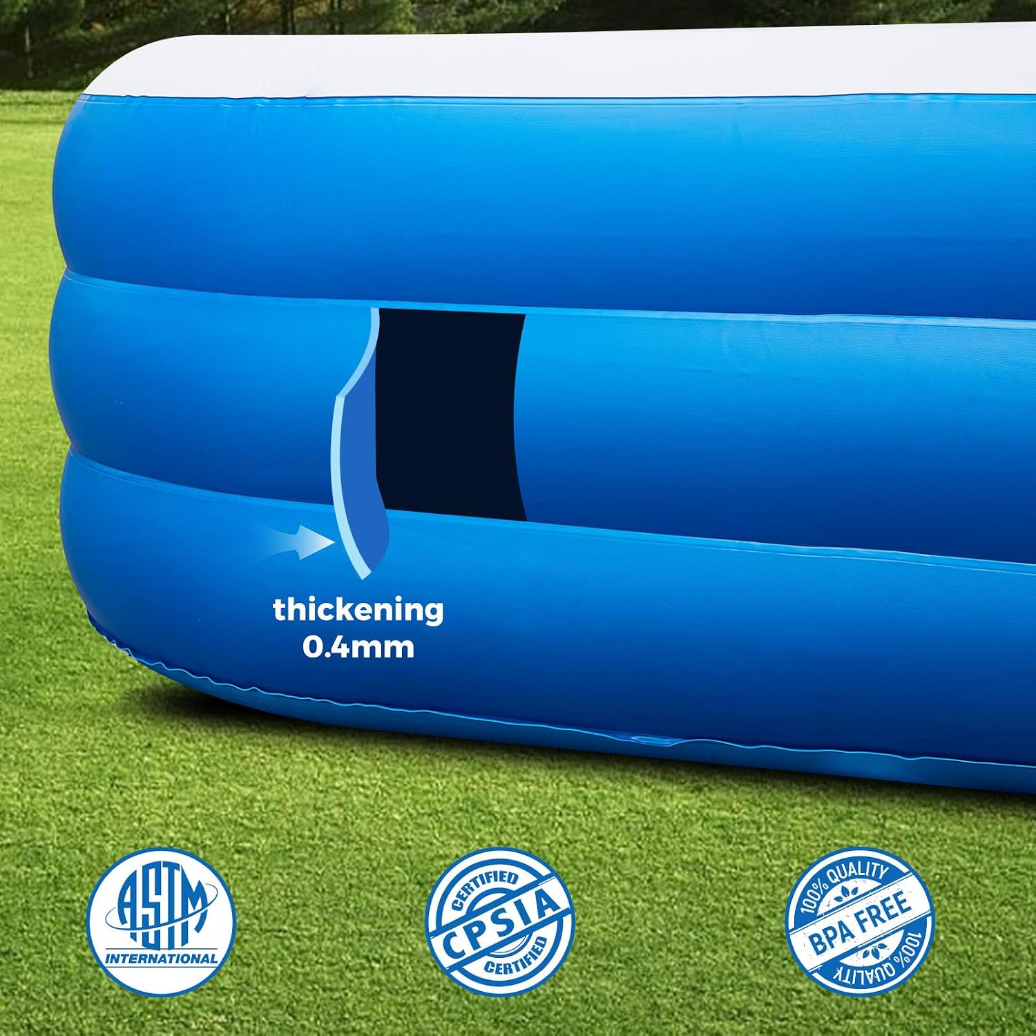 Inflatable Swimming Pool with Pool Lights, 130 x 72 x 22