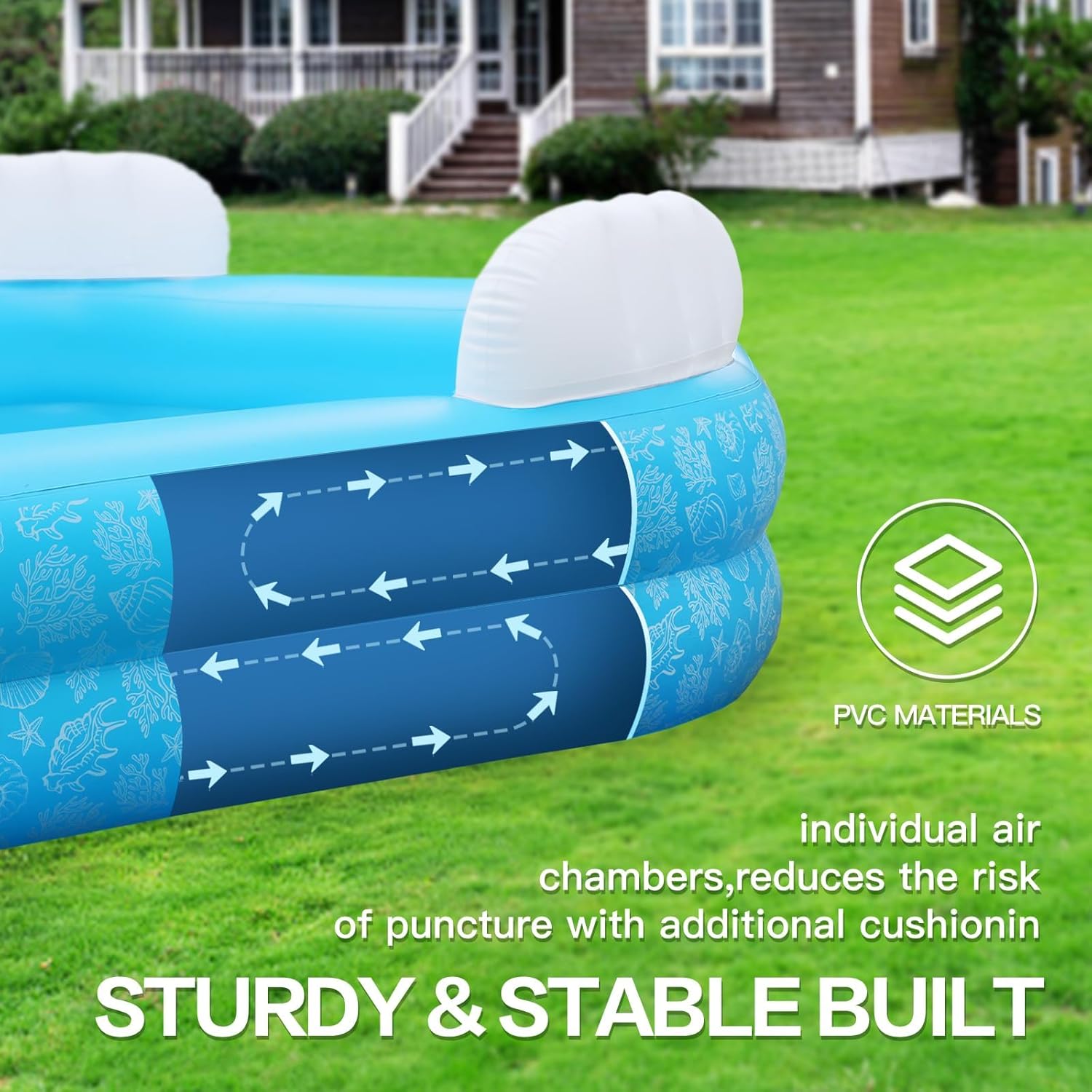 Inflatable Pool for Kids and Adults, PY SUPER MODE 85 x 85 x 23