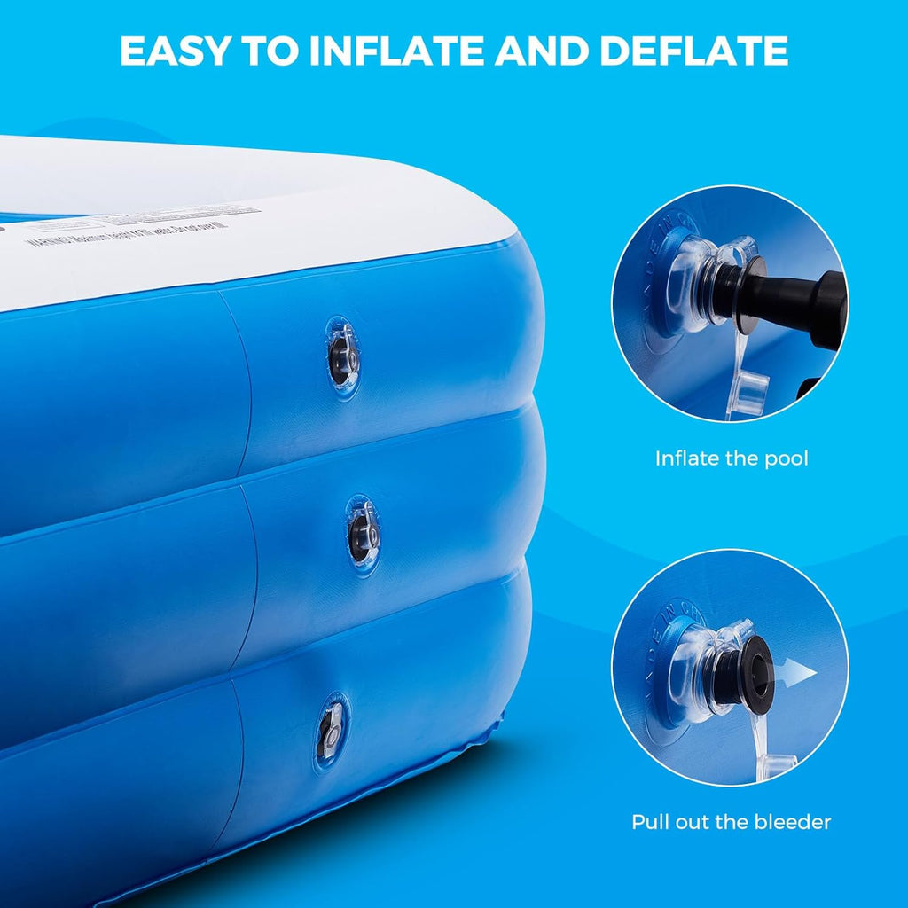 Inflatable Swimming Pool with Pool Lights, 130 x 72 x 22
