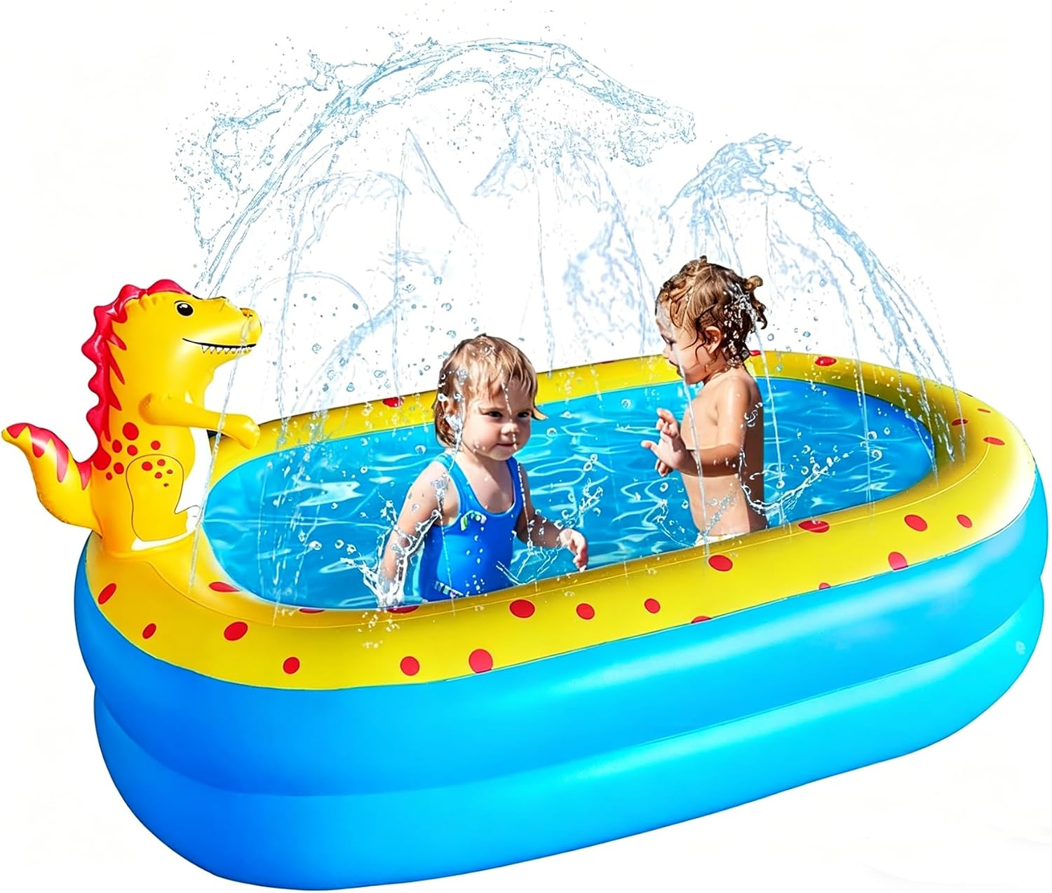 Inflatable Swimming Pool for Kids with Sprinkler, 67x41x32in