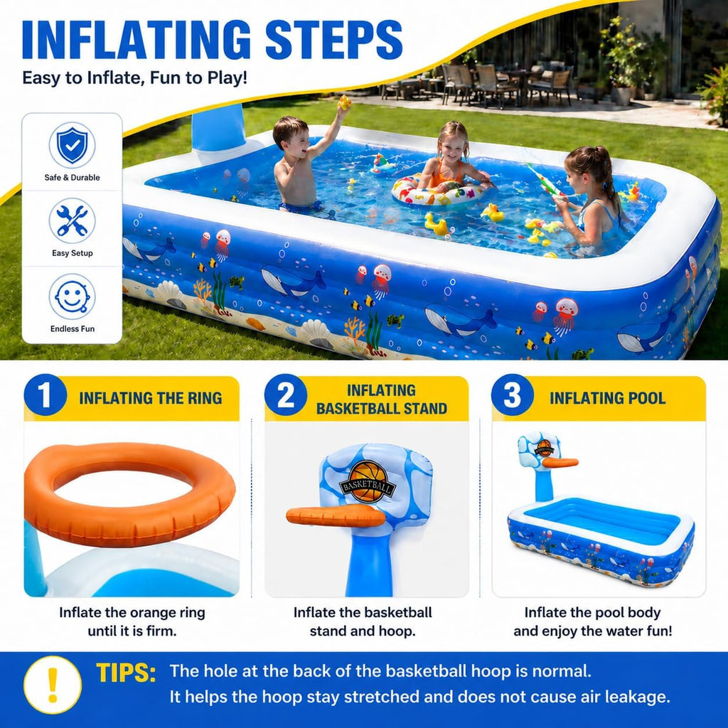 Inflatable Swimming Pool,120 x 72 x 24