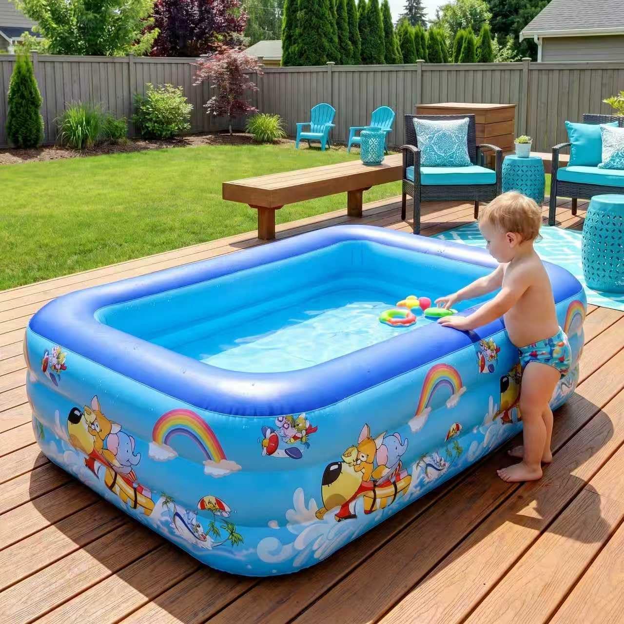 Inflatable Pool with Bubble Base, 51 inches x 35 inches x 21 inches