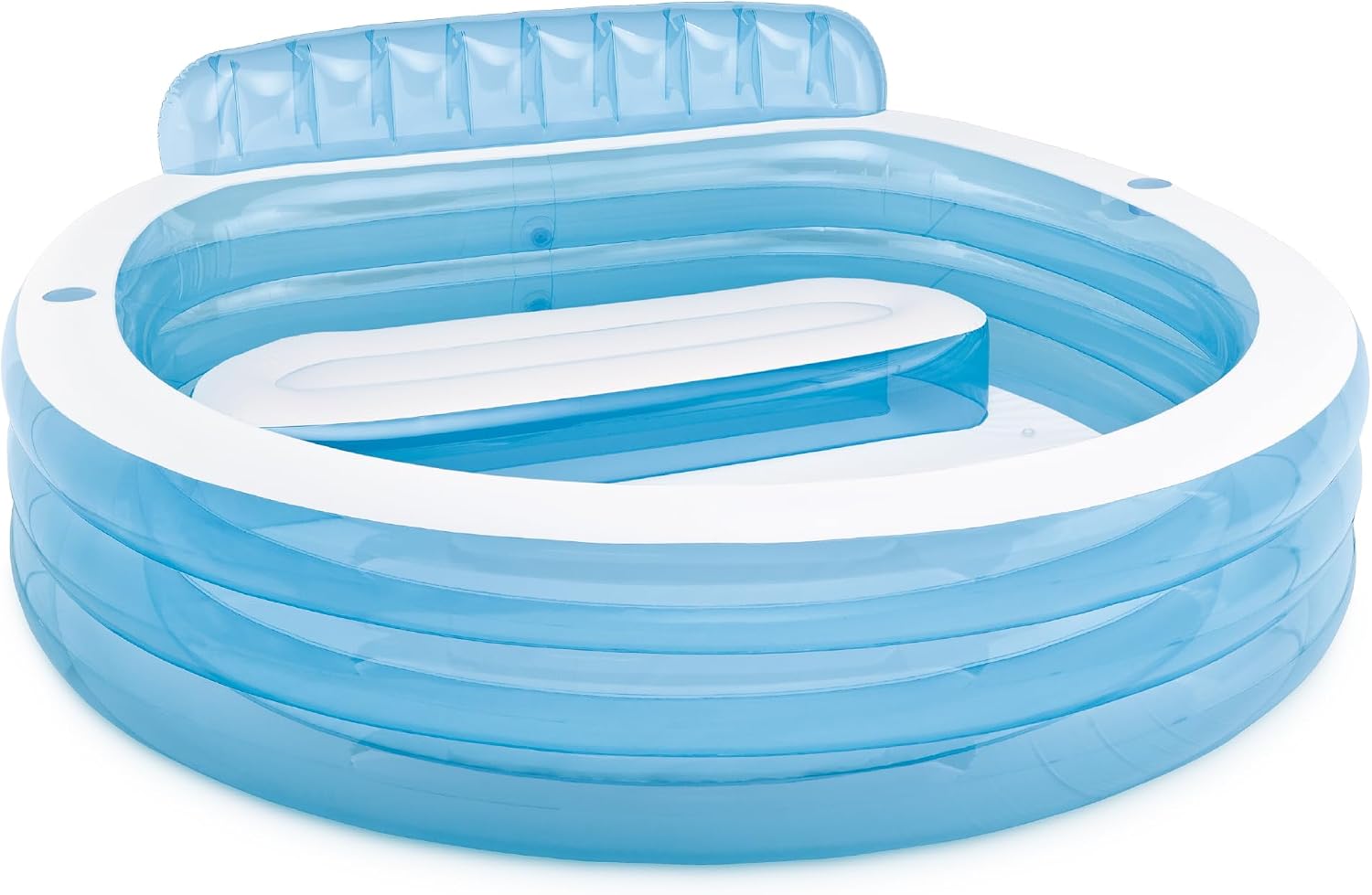 INTEX Swim Center Inflatable Family Lounge Pool: Built-In Bench – Cup Holder – 156 Gallon Capacity – 90 x 86 x 31 – Blue