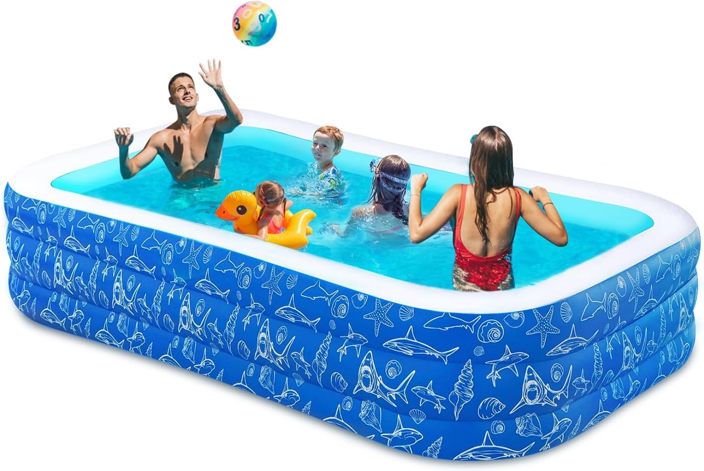 Inflatable Swimming Pool for Kids and Adults- 118 x 68 x 22