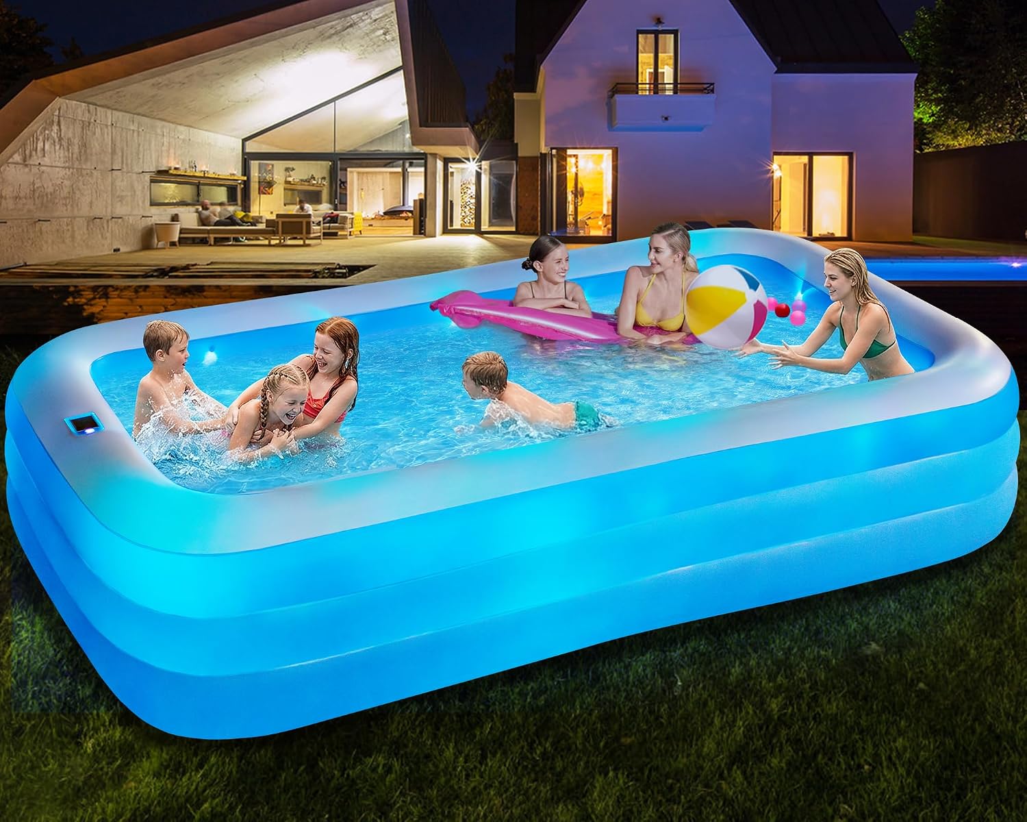Inflatable Pool for Adults and Kids, 130x72x22