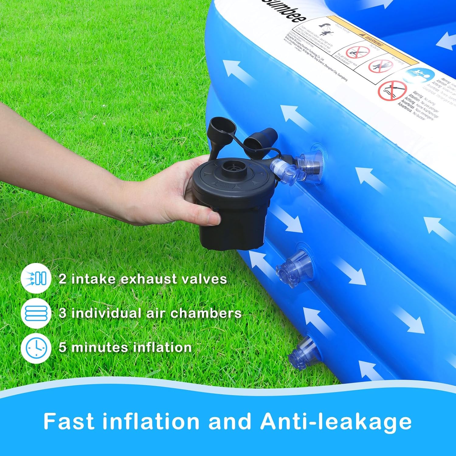 Sumbee Inflatable Pool for Kids and Adults, 120 x 72 x 22