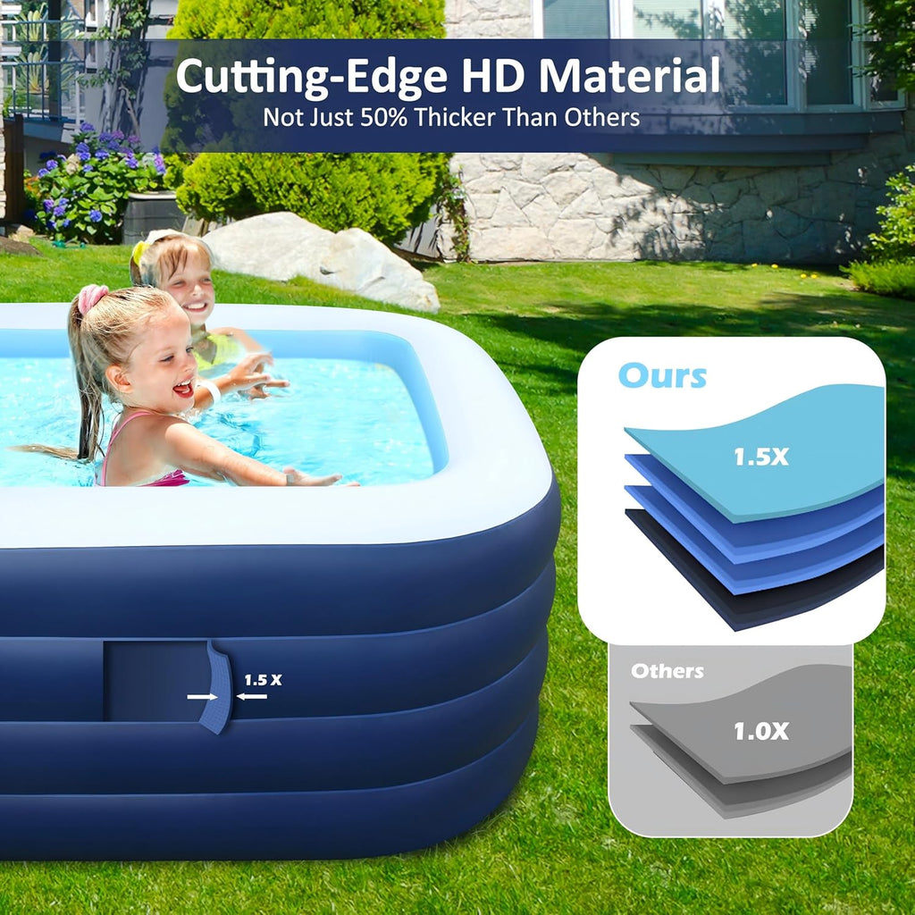 EISENFUER Inflatable Pool for Kids and Adults with No Collapse, 100 X 60 X 30
