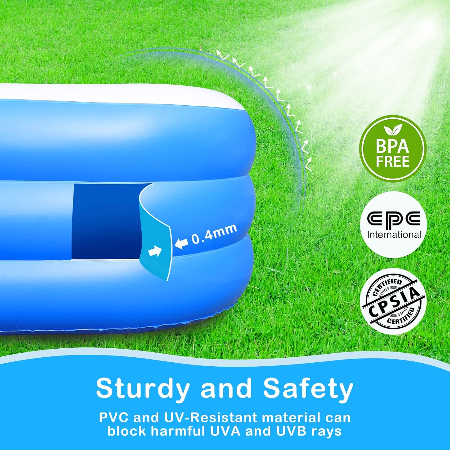 Sumbee Inflatable Pool for Kids and Adults, 120 x 72 x 22