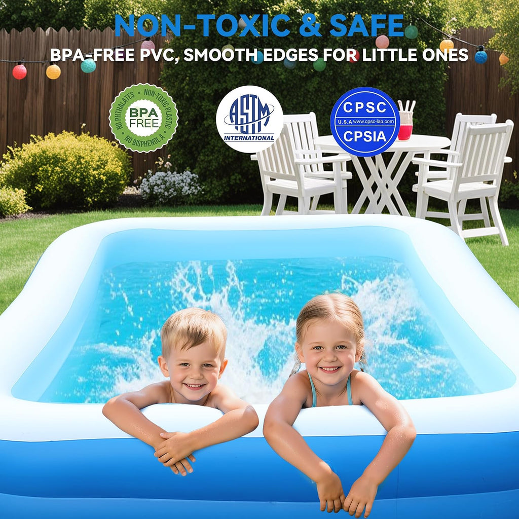 Large Inflatable Pool for Kid and Adult, 120x70x22 Blow Up Pool Backyard