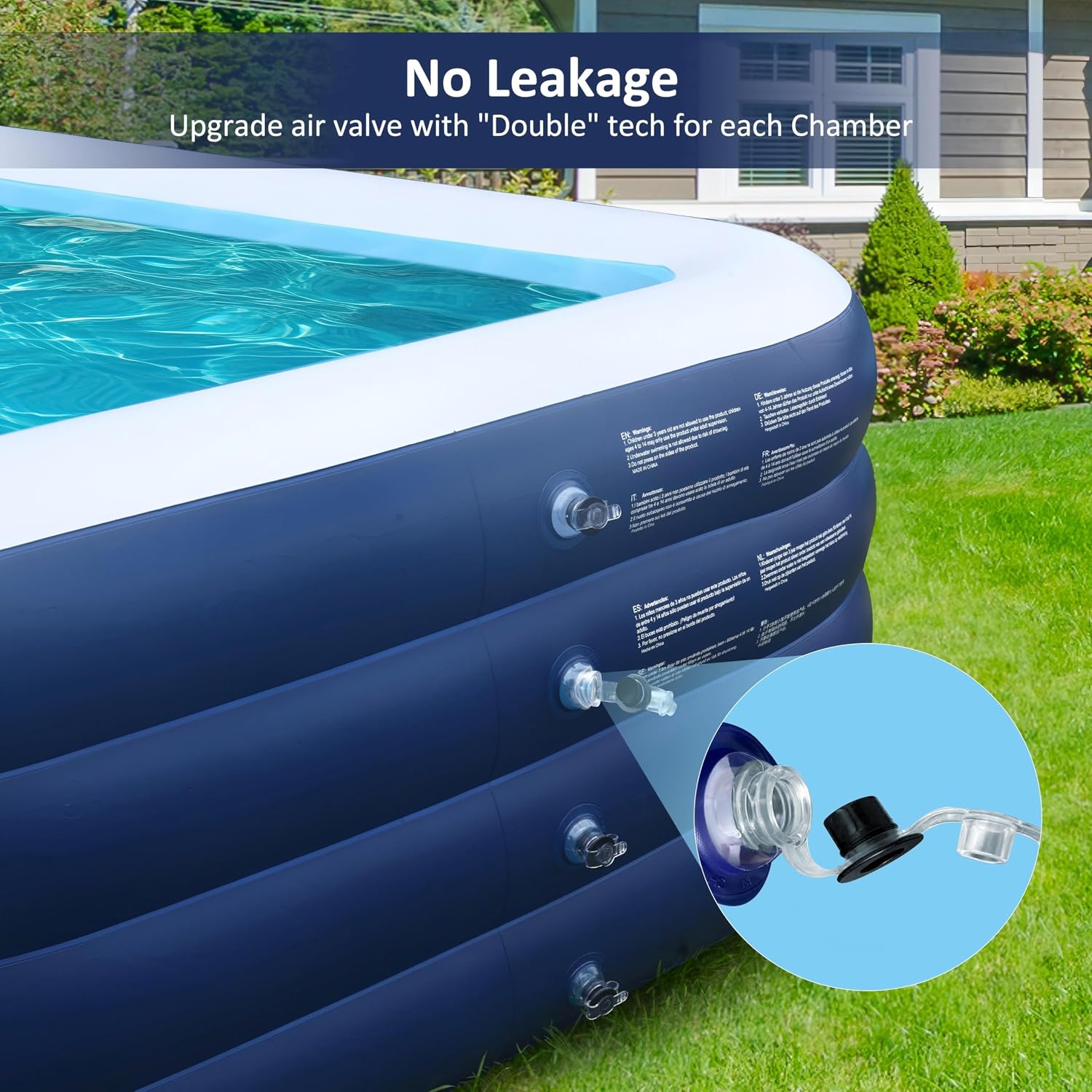 EISENFUER Inflatable Pool for Kids and Adults with No Collapse, 100 X 60 X 30