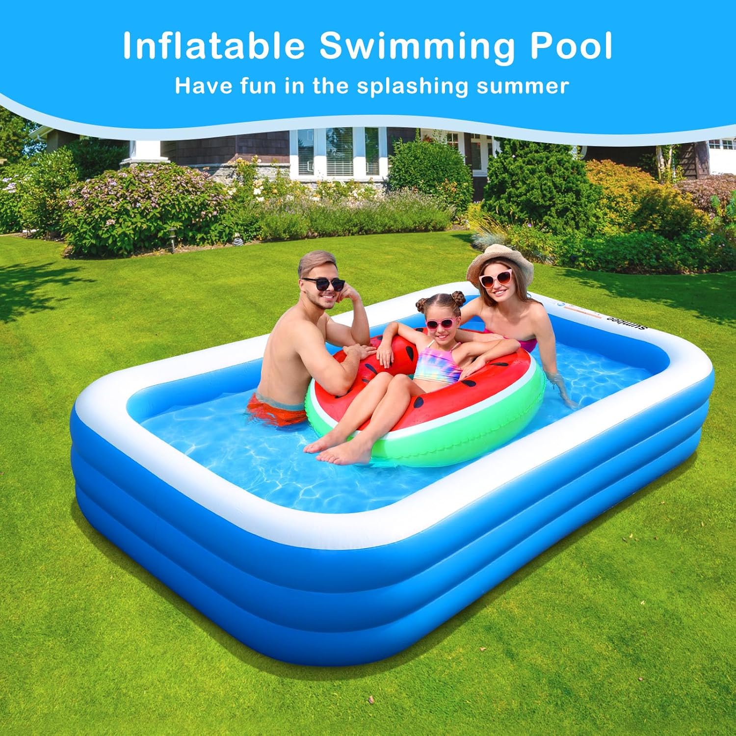 Sumbee Inflatable Pool for Kids and Adults, 120 x 72 x 22