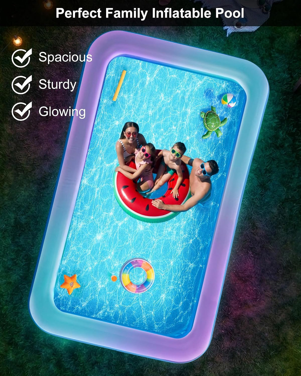 Inflatable Pool for Adults and Kids, 130x72x22