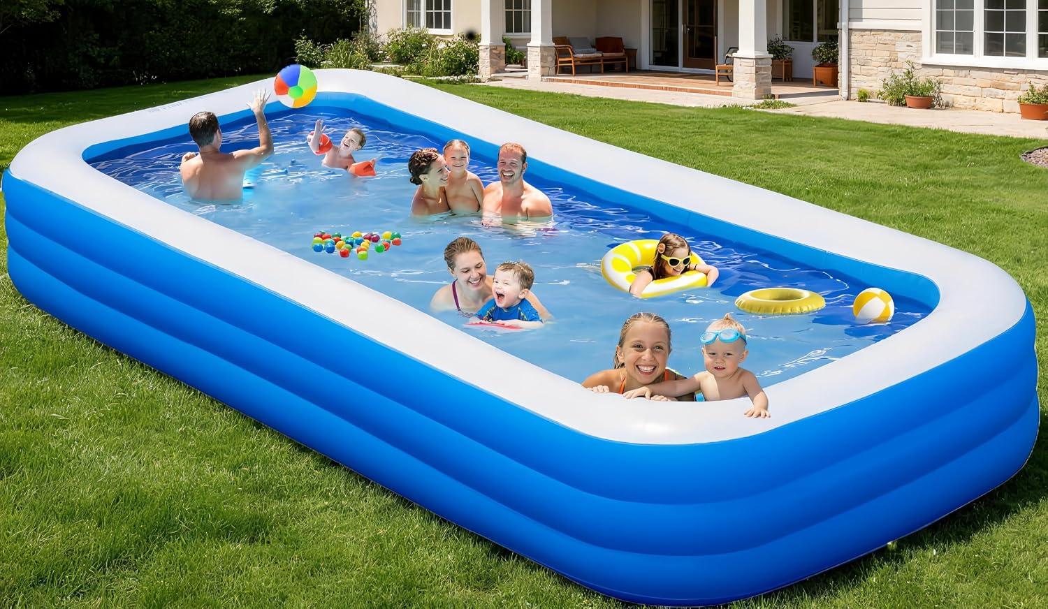 Large Inflatable Swimming Pool for Adults Kids - 120x70x22