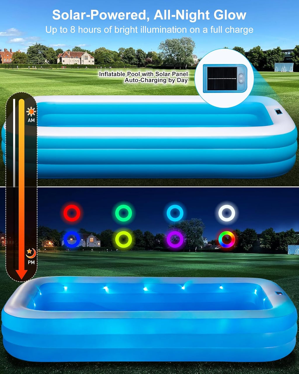 Inflatable Pool for Adults and Kids, 130x72x22