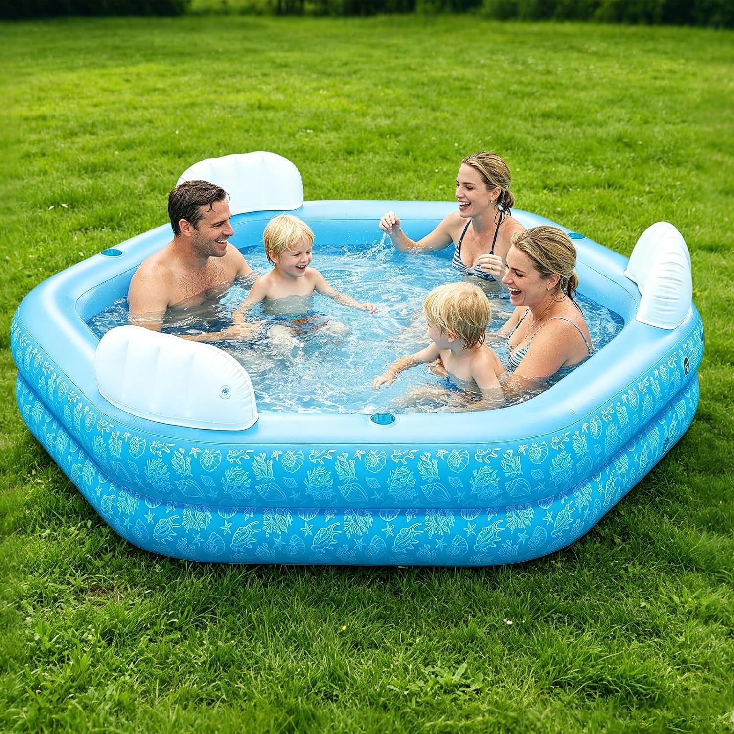 Inflatable Pool for Kids and Adults, PY SUPER MODE 85 x 85 x 23