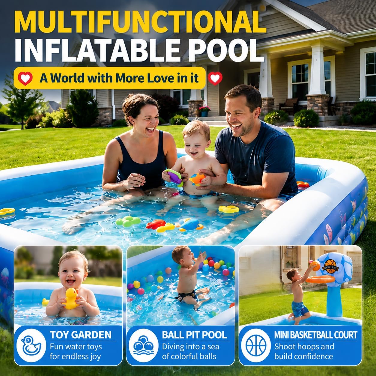 Inflatable Swimming Pool,120 x 72 x 24