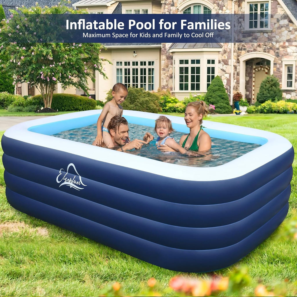 EISENFUER Inflatable Pool for Kids and Adults with No Collapse, 100 X 60 X 30