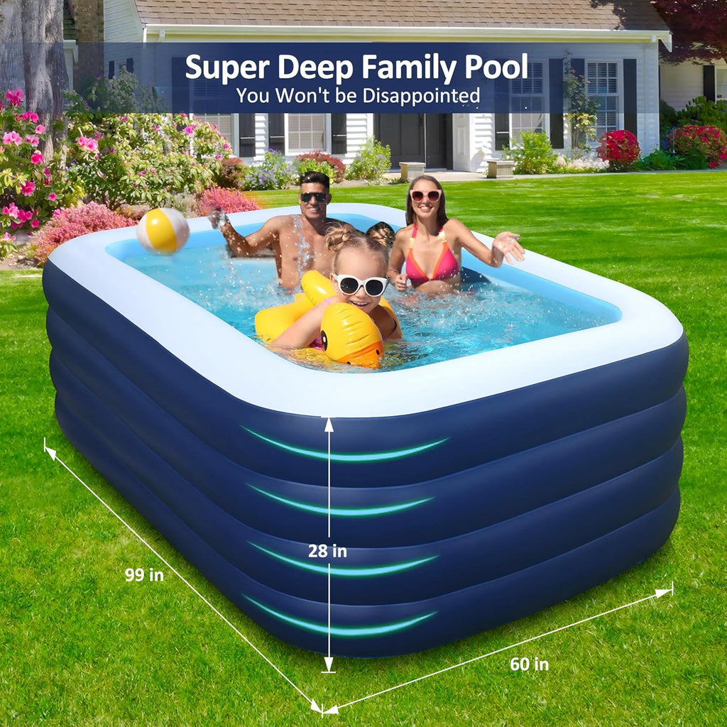 EISENFUER Inflatable Pool for Kids and Adults with No Collapse, 100 X 60 X 30