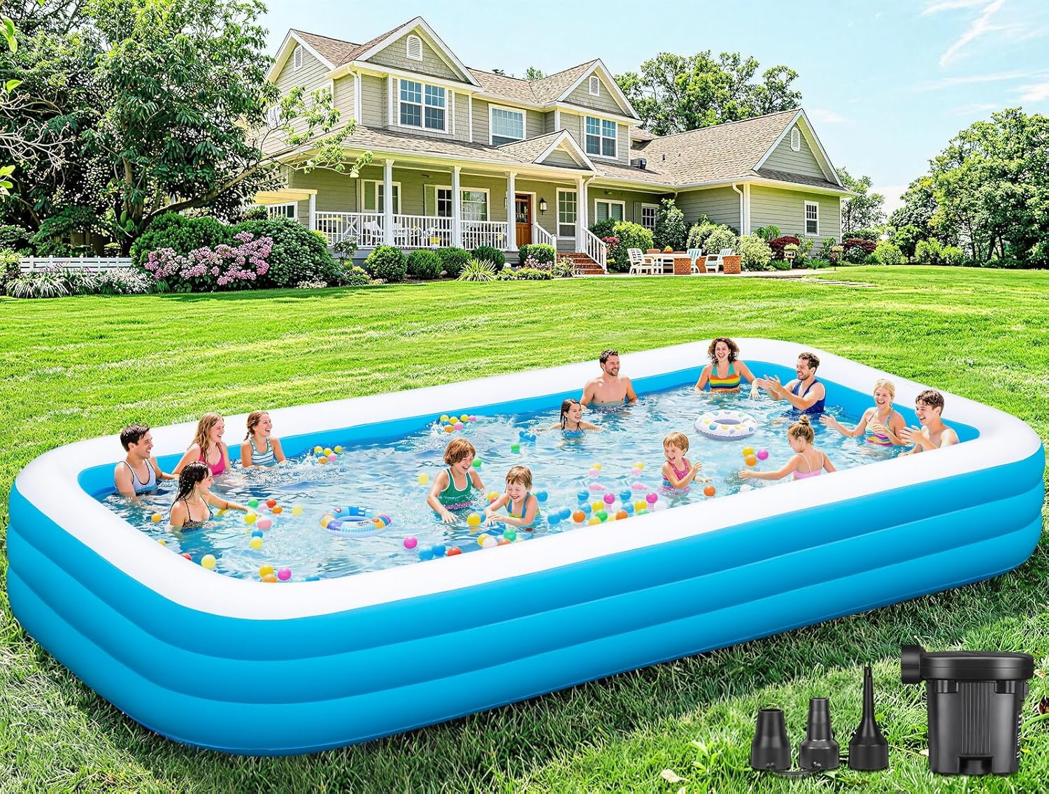 Extra Large Inflatable Pool for Adults, 180x76x22