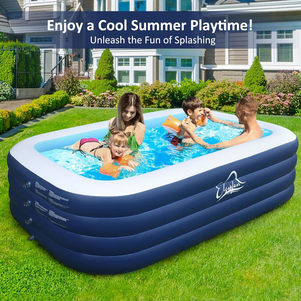 EISENFUER Inflatable Pool for Kids and Adults with No Collapse, 100 X 60 X 30